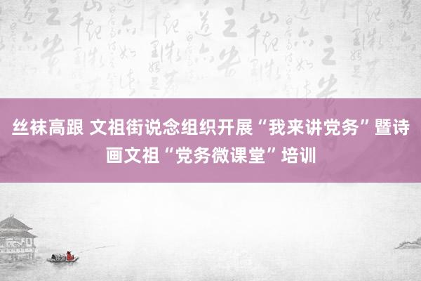 丝袜高跟 文祖街说念组织开展“我来讲党务”暨诗画文祖“党务微课堂”培训