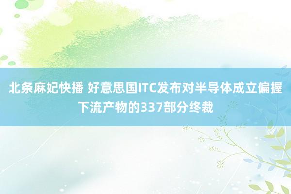 北条麻妃快播 好意思国ITC发布对半导体成立偏握下流产物的337部分终裁