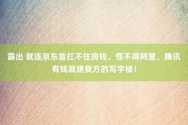 露出 就连京东皆扛不住房钱，怪不得阿里、腾讯有钱就建我方的写字楼！