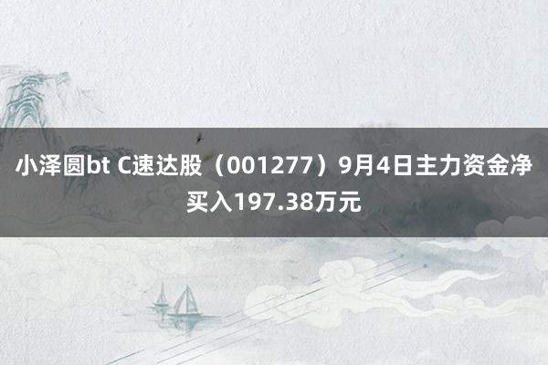 小泽圆bt C速达股（001277）9月4日主力资金净买入197.38万元