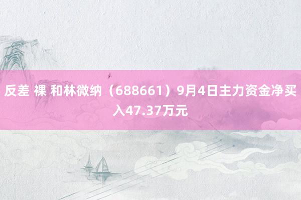 反差 裸 和林微纳（688661）9月4日主力资金净买入47.37万元